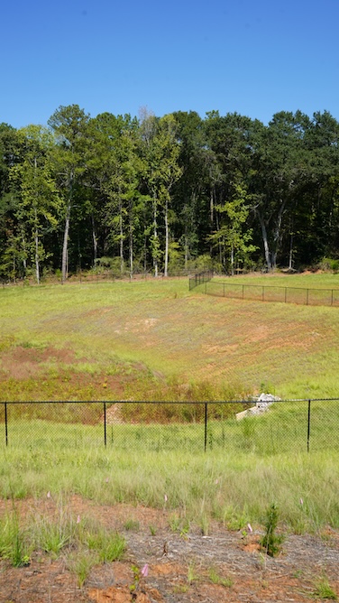 Perimeter fence around the UGA Park & Ride retention pond in Athens, GA